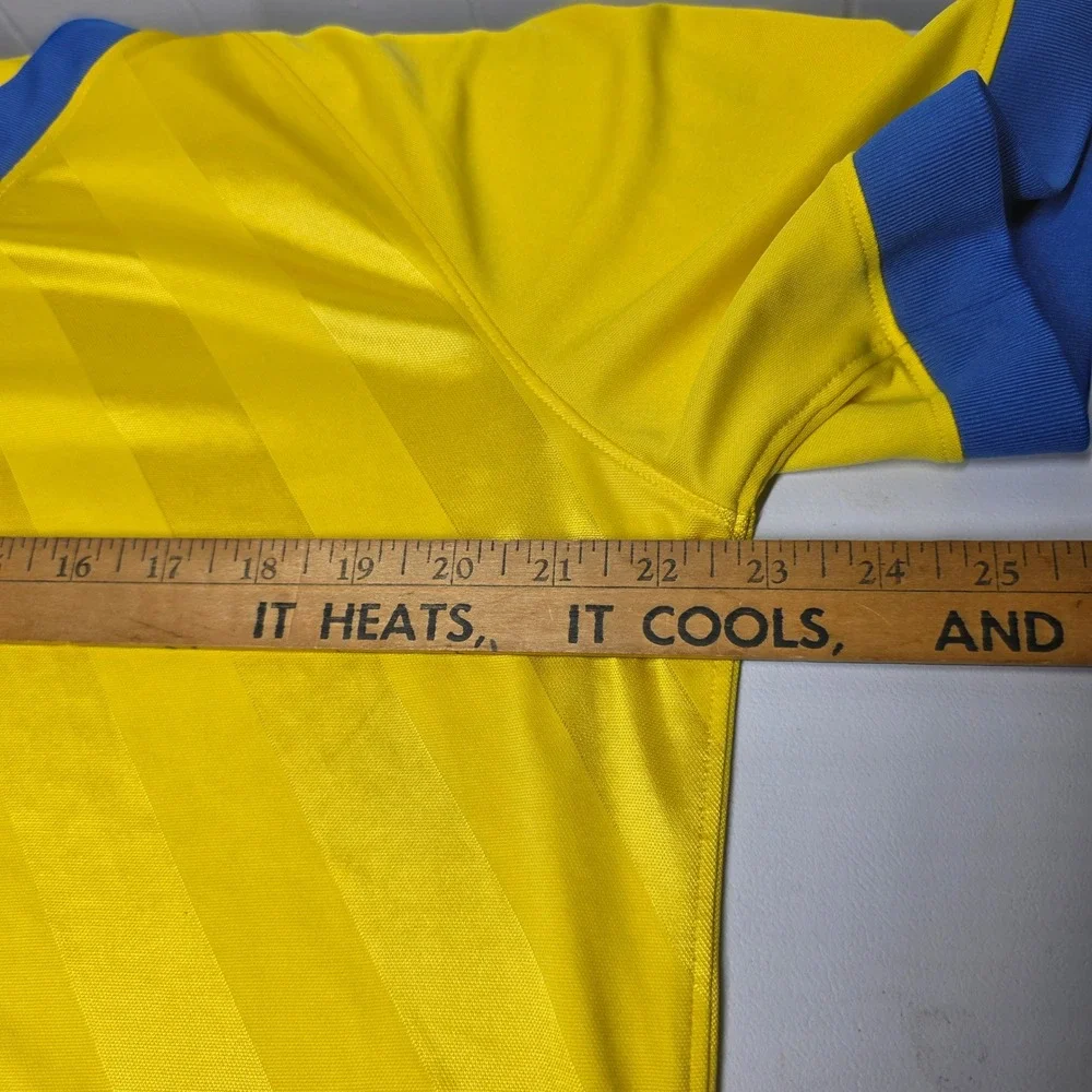 Nike Soccer Jersey Mens XL Yellow Blue Dri-FIT Shadow Stripe Training Shirt